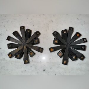 MCM 2 Scandinavian Brutalist Heavy Cast Iron Spider Candle Holders, Hallmark
